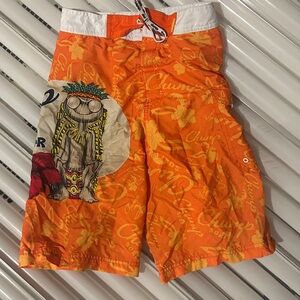 Boys  Orange Floral Swim Trunks